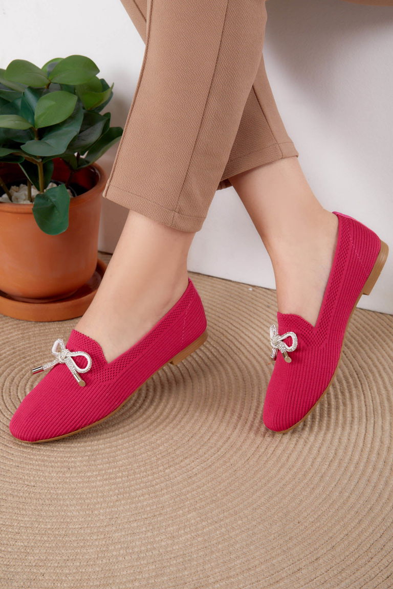 Kadın Fuşya Tokalı Babet - 25728 - TOFİSA