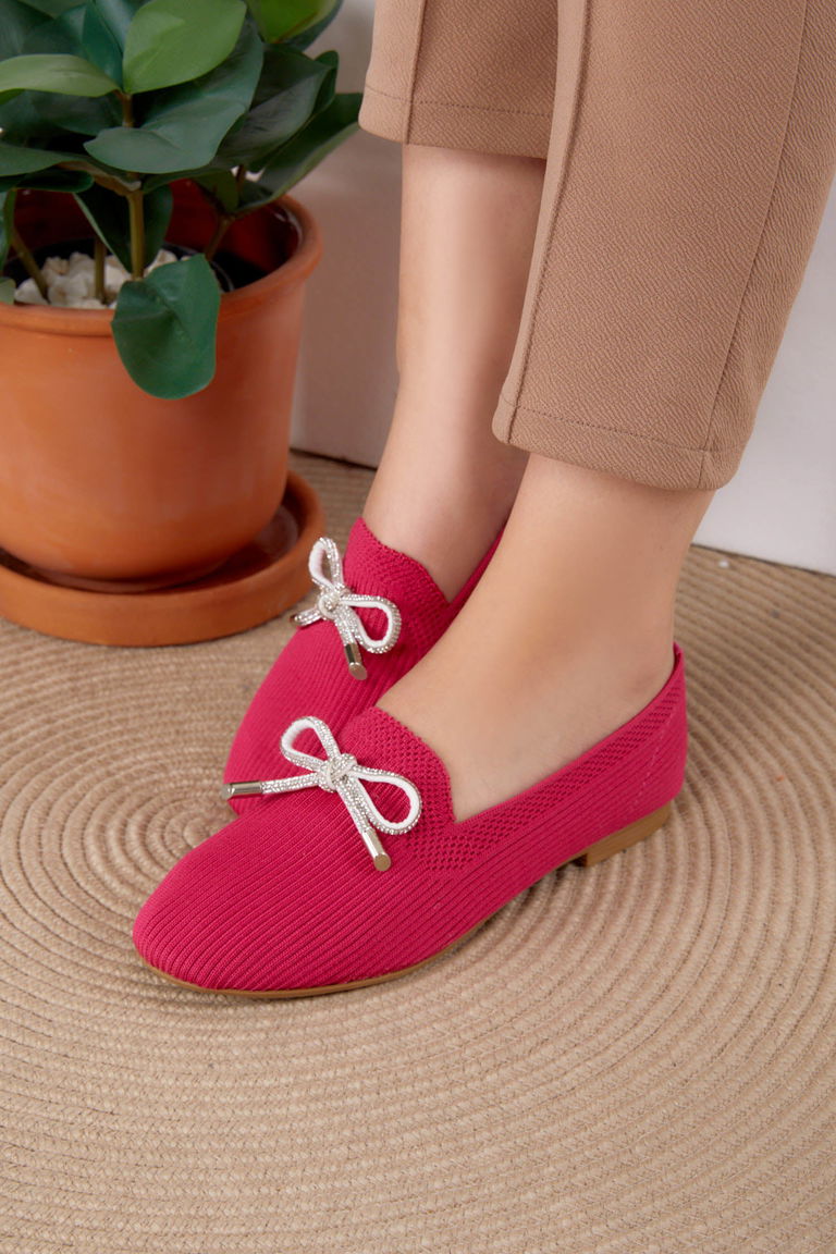 Kadın Fuşya Tokalı Babet - 25728 - TOFİSA