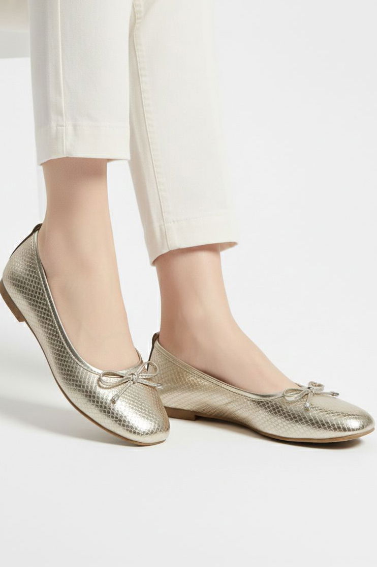 Kadın Gold Fiyonklu Parlak Babet - 28233-GOLD - 1