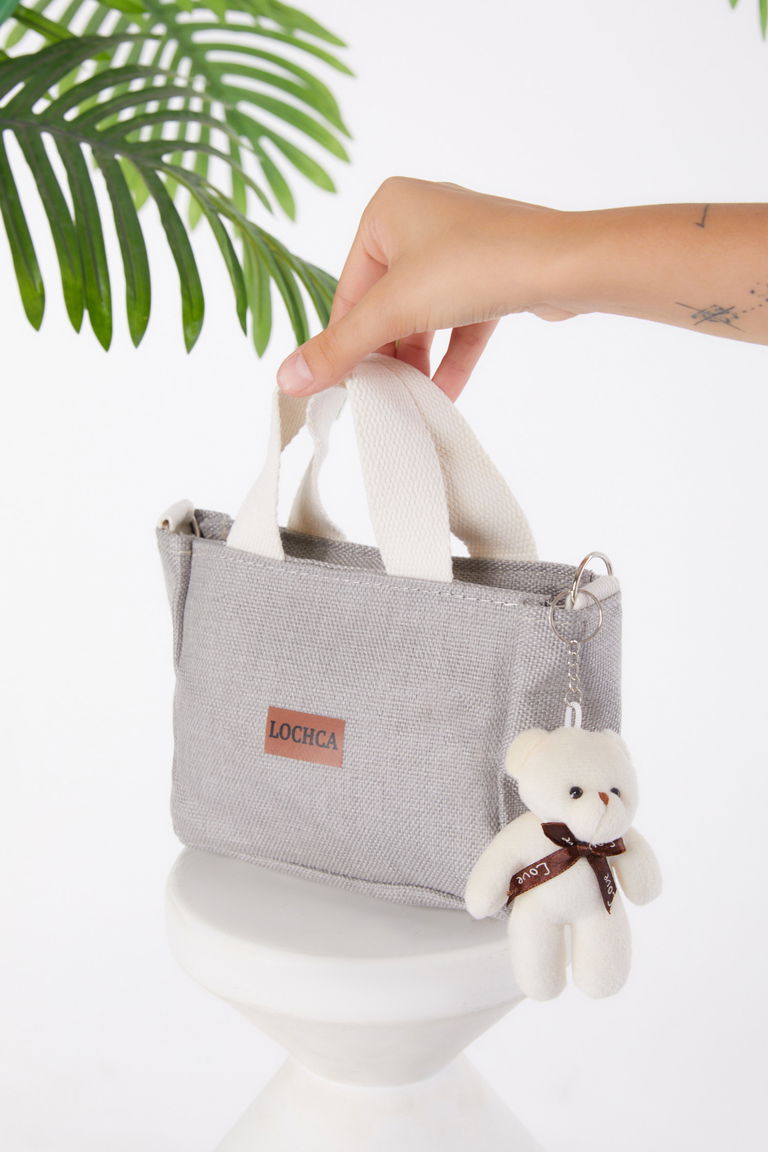 Kadın Gri Ayıcıklı Tote Çanta - 25936 - TOFİSA