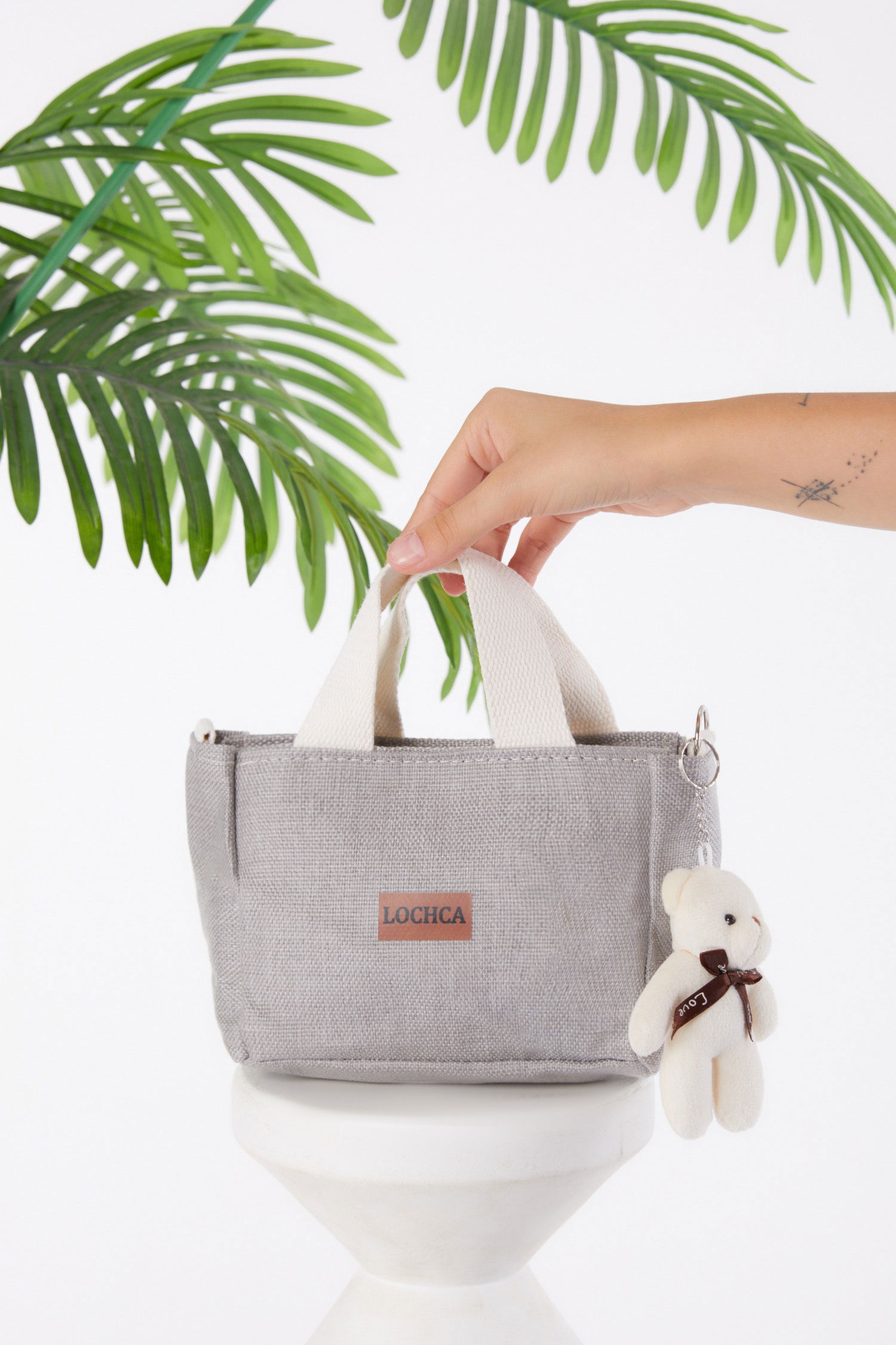 Kadın Gri Ayıcıklı Tote Çanta - 25936 - 2