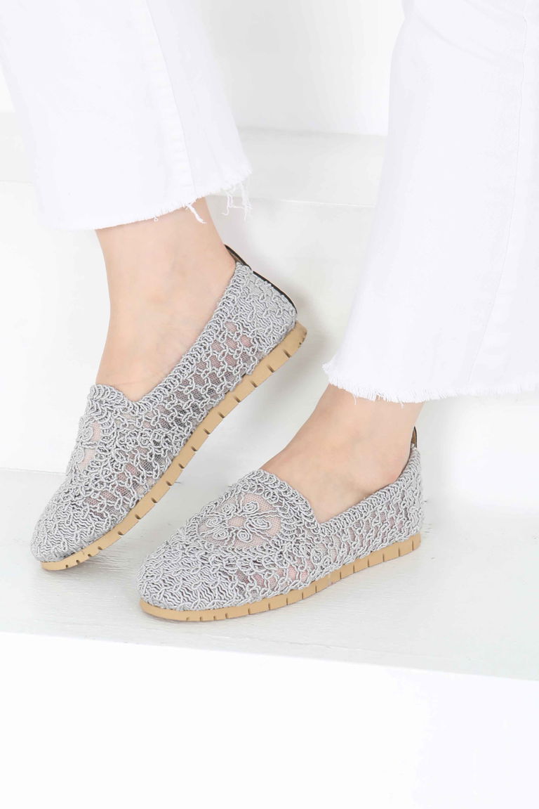 Kadın Gri Örgülü Babet - 27240 - TOFİSA