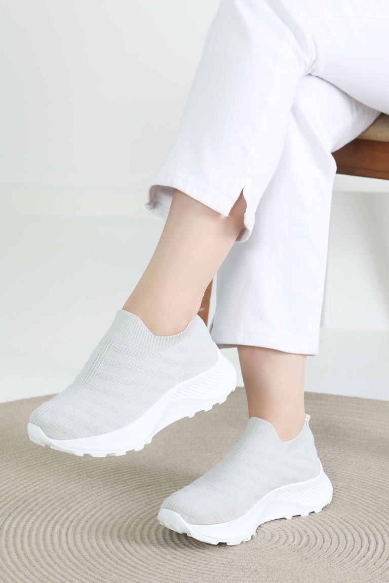 Kadın Gri Triko Ayakkabı - 27391 - TOFİSA