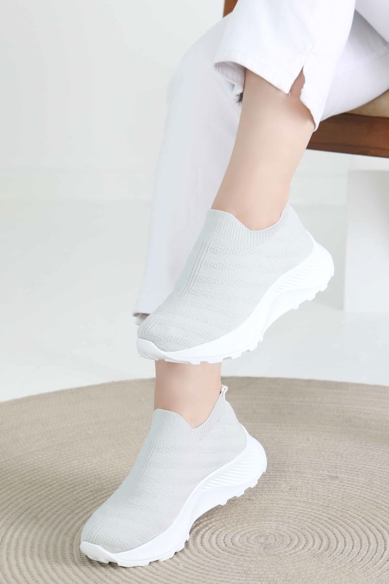 Kadın Gri Triko Ayakkabı - 27391 - TOFİSA