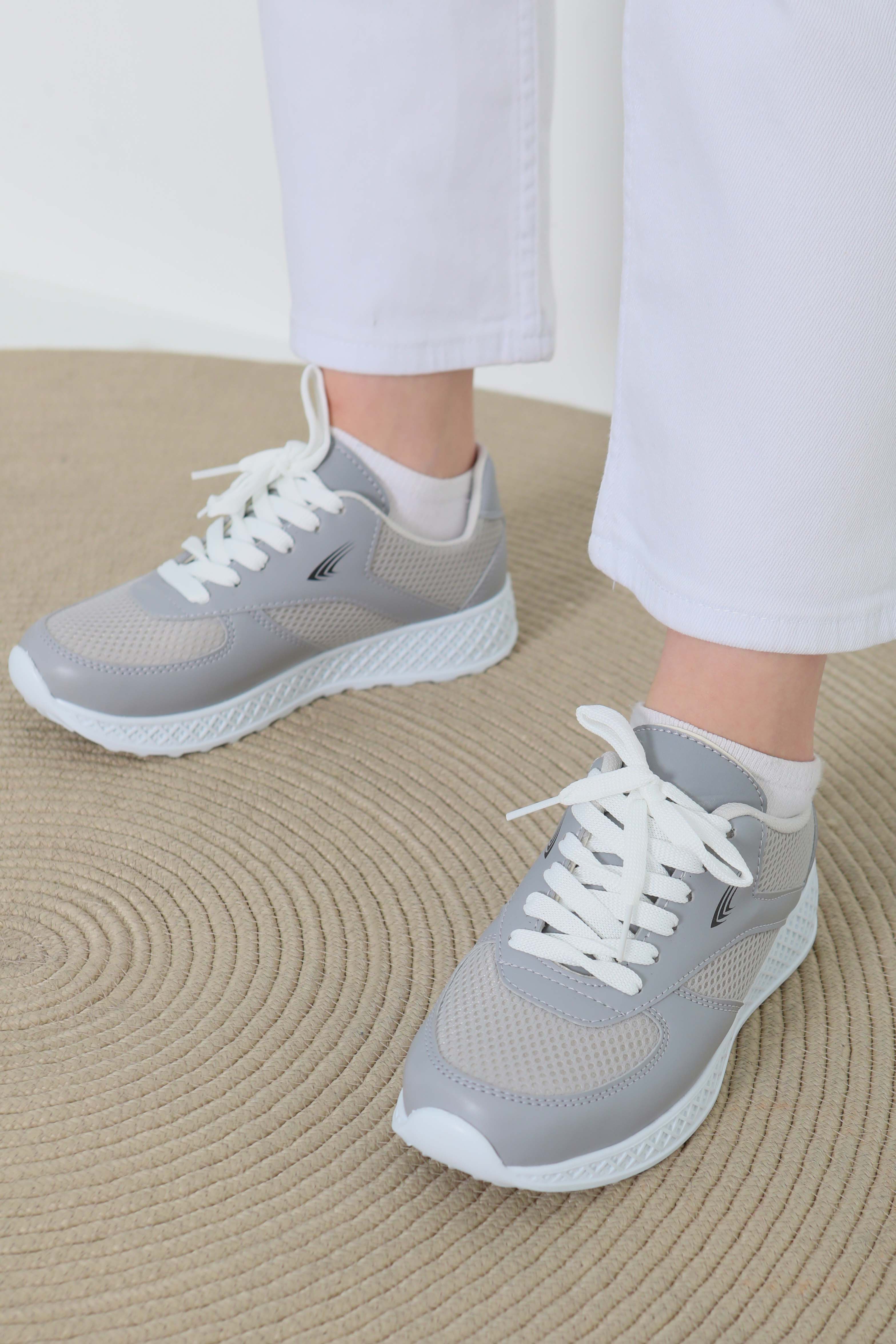 Kadın Gri Yüksek Taban Spor Ayakkabı - 27089 - 5