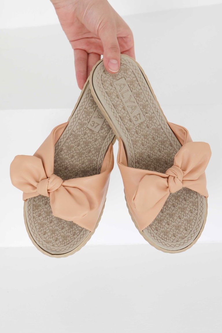 Kadın Hardal Fyonklu Terlik - 27408 - TOFİSA