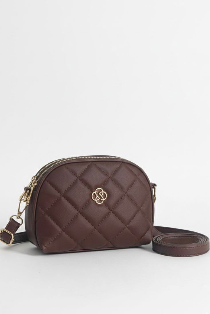 Kadın Kahve Armalı Suni Deri Omuz Çantası - 28141-KAHVE - TOFİSA