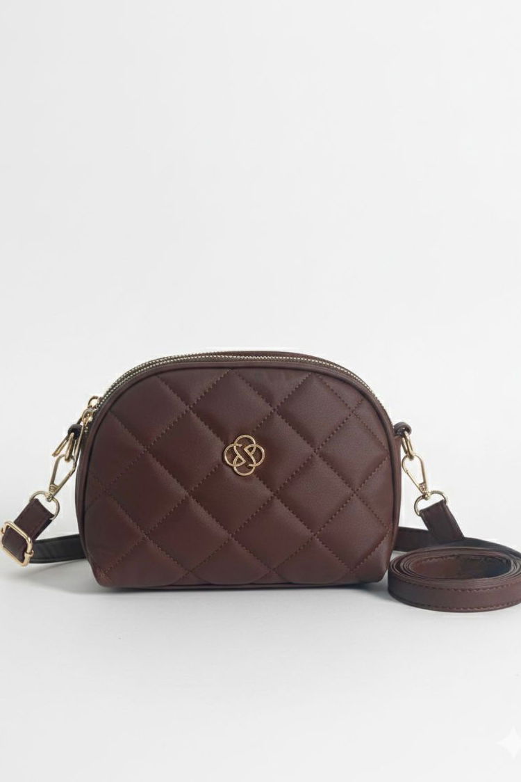 Kadın Kahve Armalı Suni Deri Omuz Çantası - 28141-KAHVE - 1