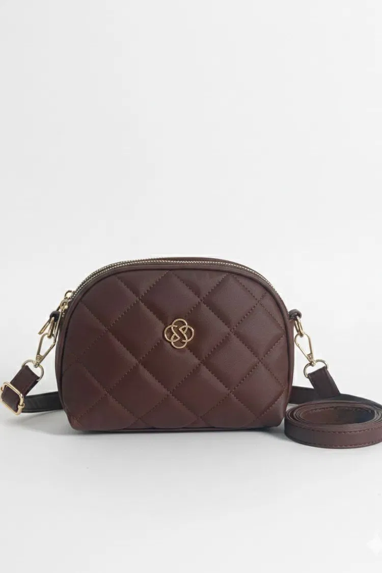 Kadın Kahve Armalı Suni Deri Omuz Çantası - 28141-KAHVE - TOFİSA