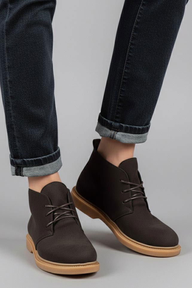 Kadın Kahve Bağcıklı Yarım Süet Bot - 27906-KAHVE - TOFİSA