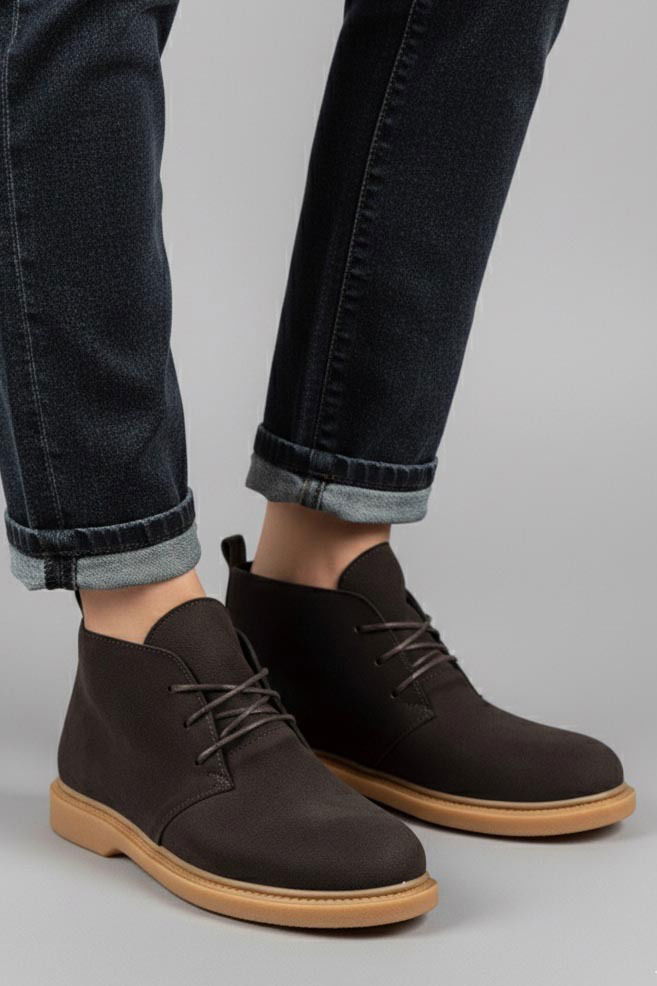 Kadın Kahve Bağcıklı Yarım Süet Bot - 27906-KAHVE - TOFİSA