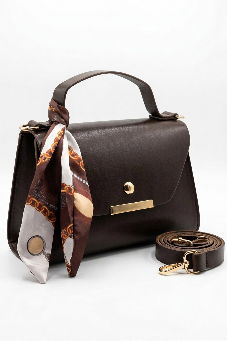 Kadın Kahve Flarlı Mini El Çantası - 28372-KAHVE - 1