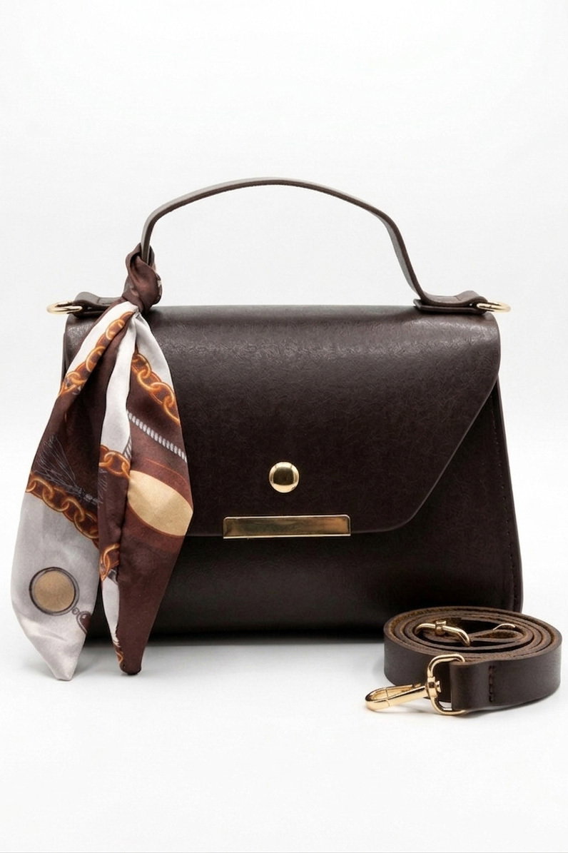 Kadın Kahve Flarlı Mini El Çantası - 28372-KAHVE - 2