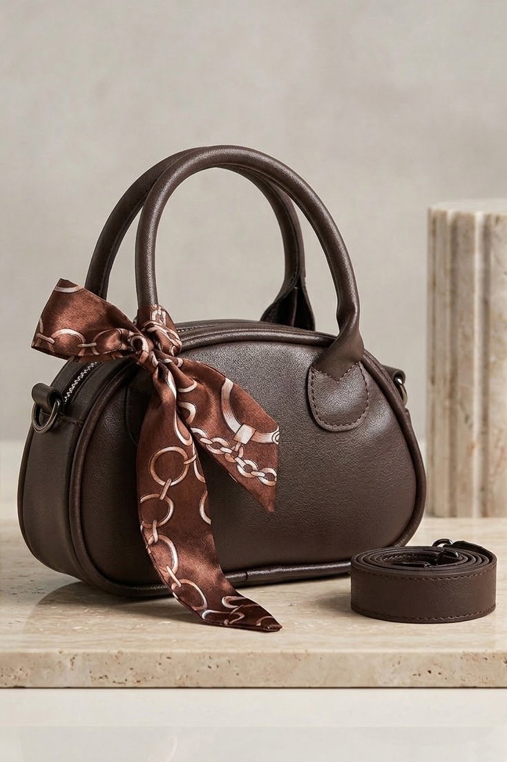 Kadın Kahve Flarlı Mini El Çantası - 28552-KAHVE - 1