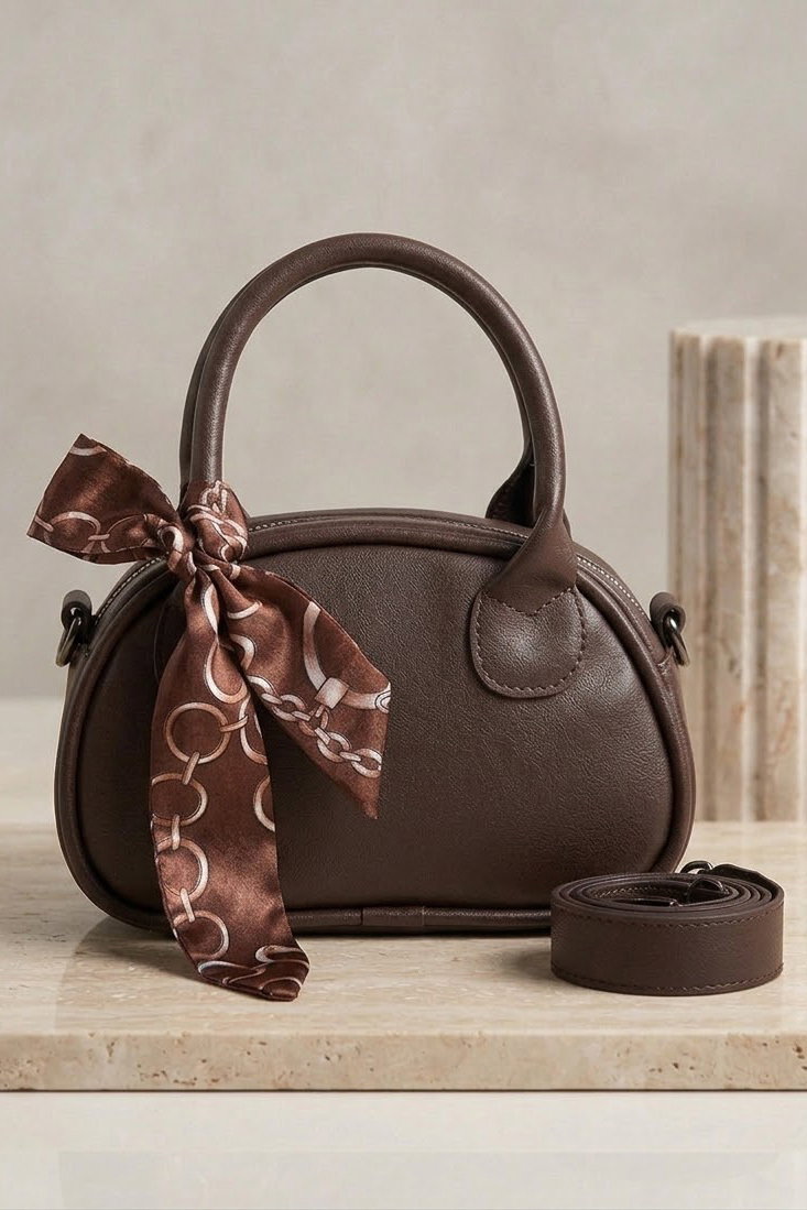 Kadın Kahve Flarlı Mini El Çantası - 28552-KAHVE - 2