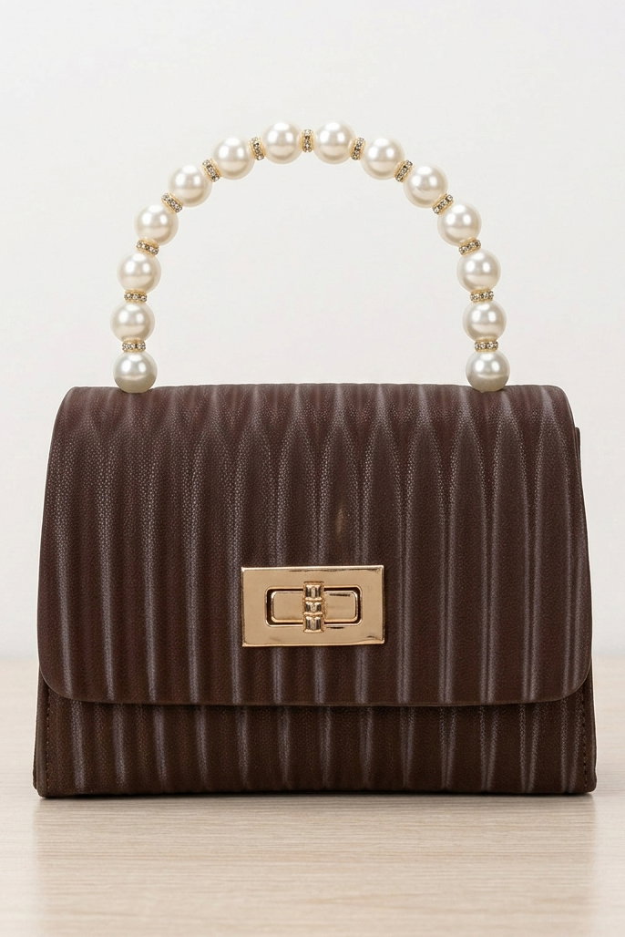 Kadın Kahve İnci Ve Zincirli Çanta - 28428-KAHVE - 1