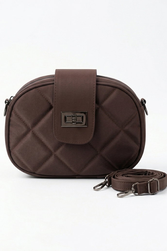 Kadın Kahve Kapaklı Suni Deri Çanta - 28370-KAHVE - 2