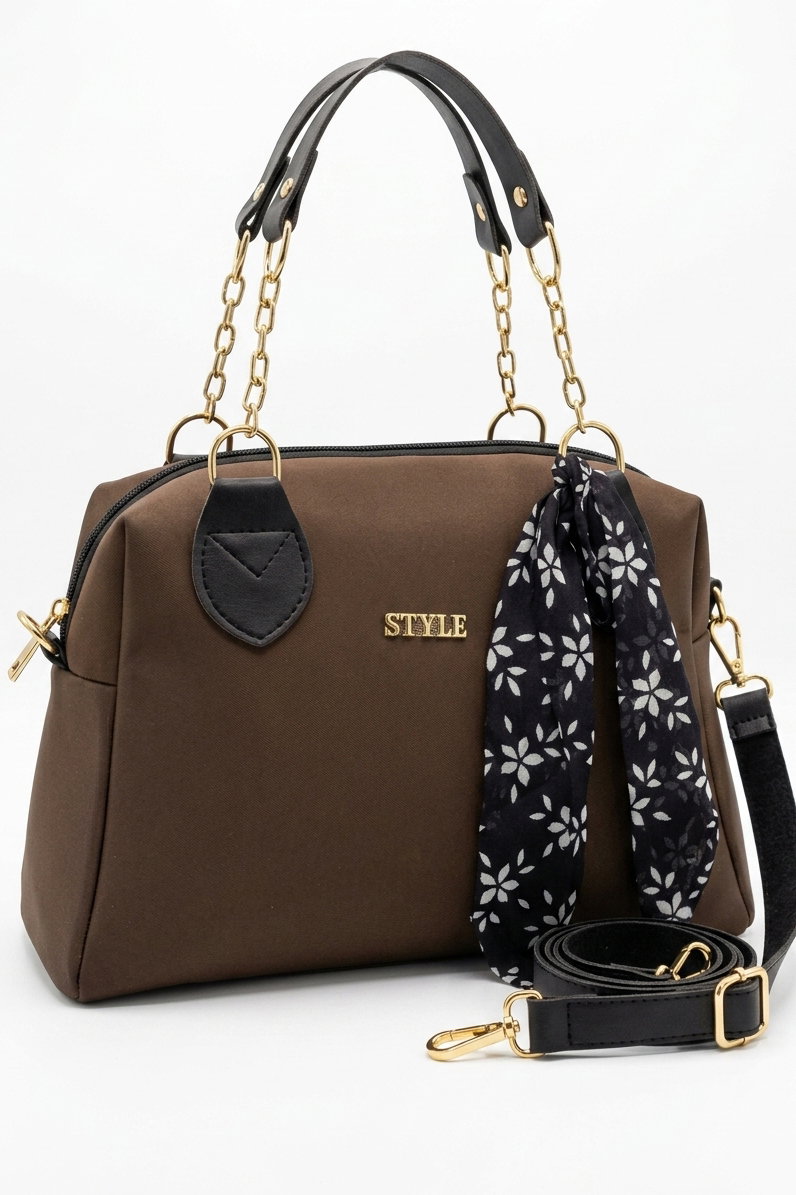 Kadın Kahve Suni Deri Flarlı Çantası - 28432-KAHVE - 1