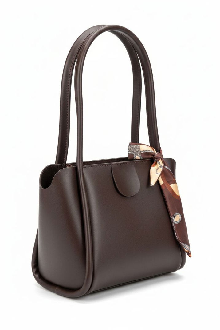 Kadın Kahve Suni Deri Flarlı Kol Çanta - 28185-KAHVE - 2