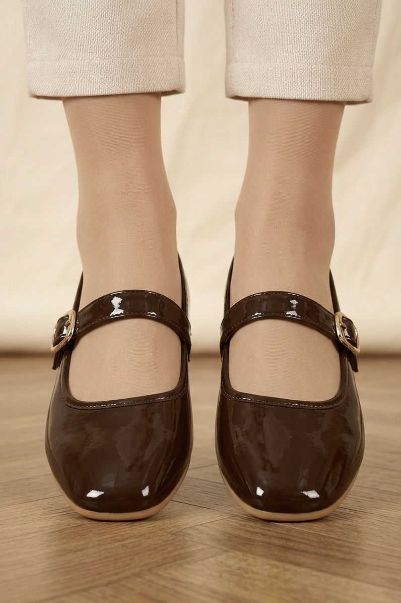 Kadın Kahve Suni Deri Rugan Babet - 28337-KAHVE - 3