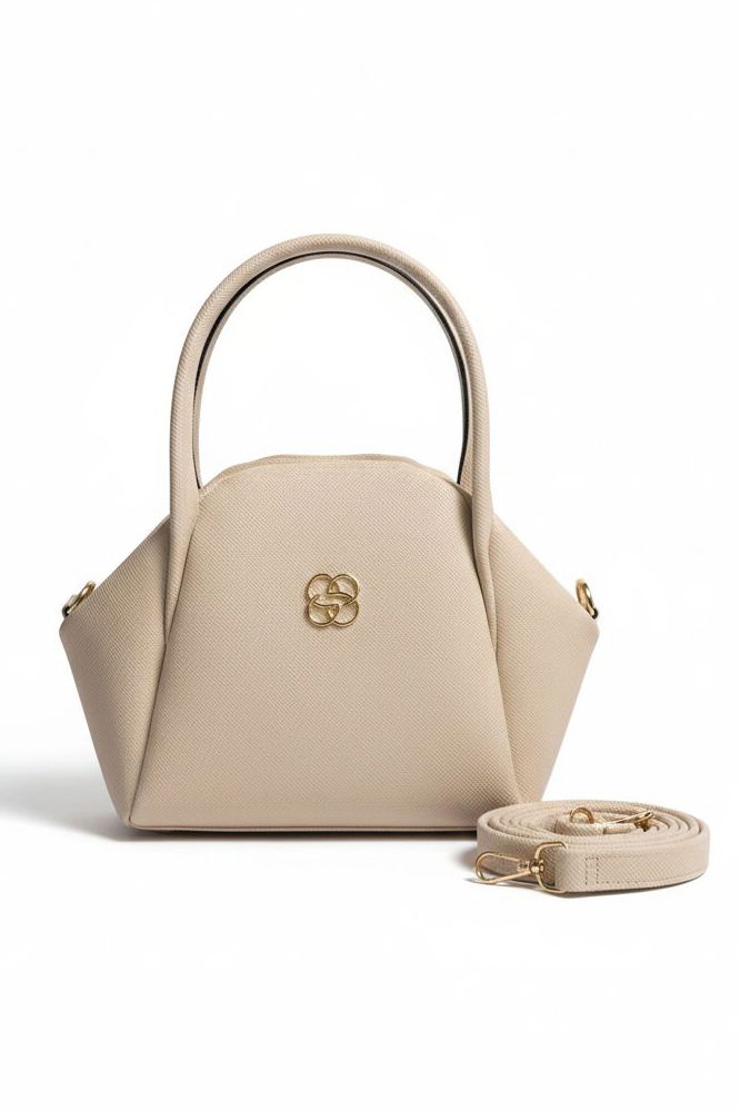 Kadın Krem Armalı Suni Deri Çanta - 28143-KREM - 1