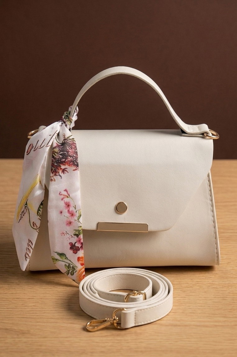 Kadın Krem Flarlı Mini El Çantası - 28372-KREM - 2