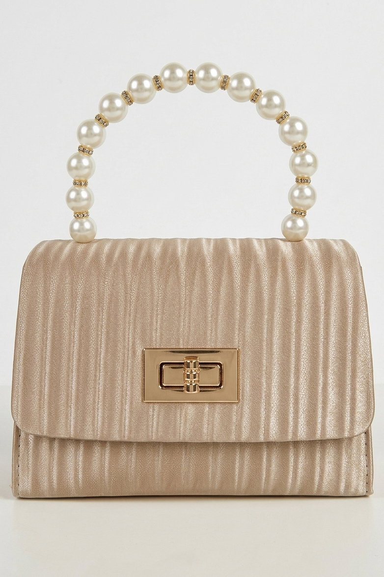 Kadın Krem İnci Ve Zincirli Çanta - 28428-KREM - 1