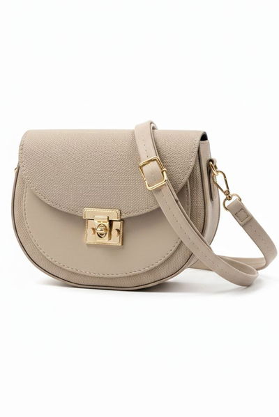 Kadın Krem Kapaklı Suni Deri Çanta - 28139-KREM 