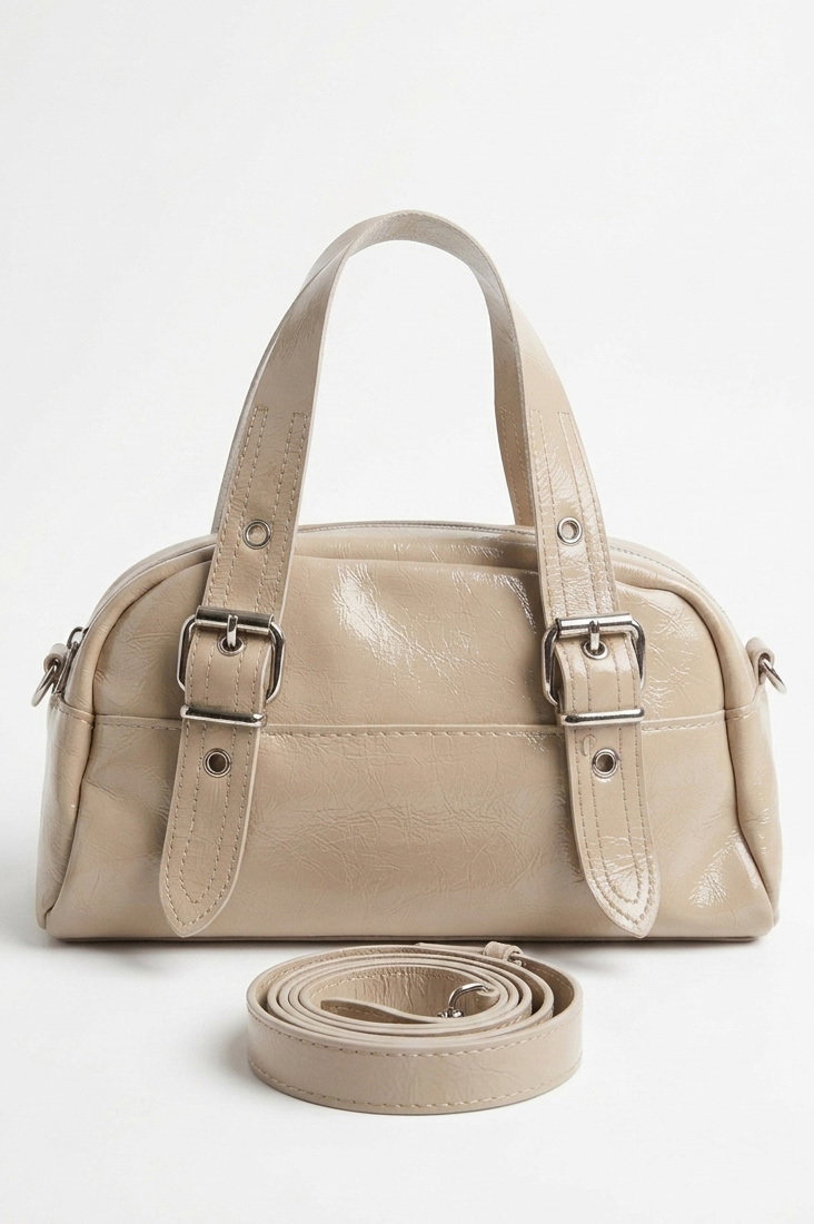 Kadın Krem Kemerli Omuz Çantası - 28376-KREM - 2