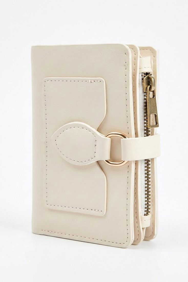 Kadın Krem Önü Cepli Mini Cüzdan - 28316-KREM - 2