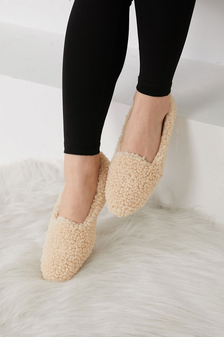 Kadın Krem Peluş Babet - 26653 - TOFİSA