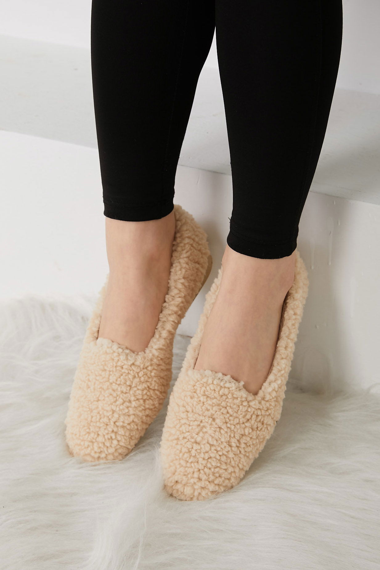 Kadın Krem Peluş Babet - 26653 - 3