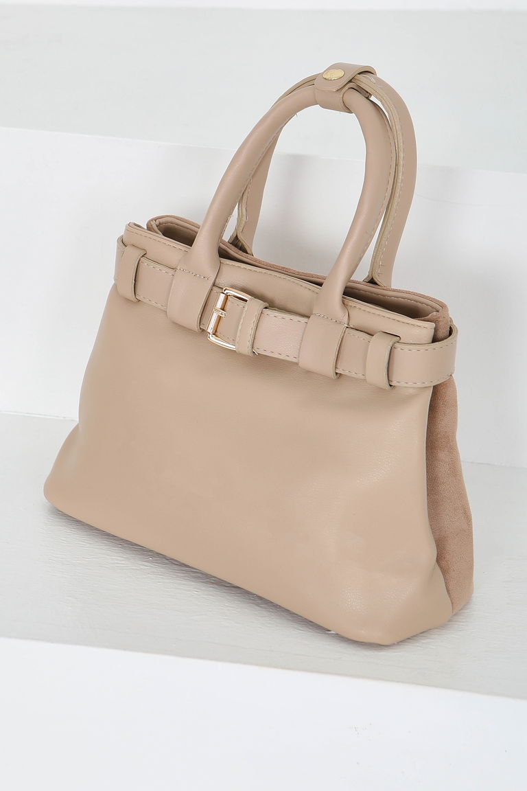 Kadın Krem Süet Detaylı El Çantası - 27842-KREM - TOFİSA