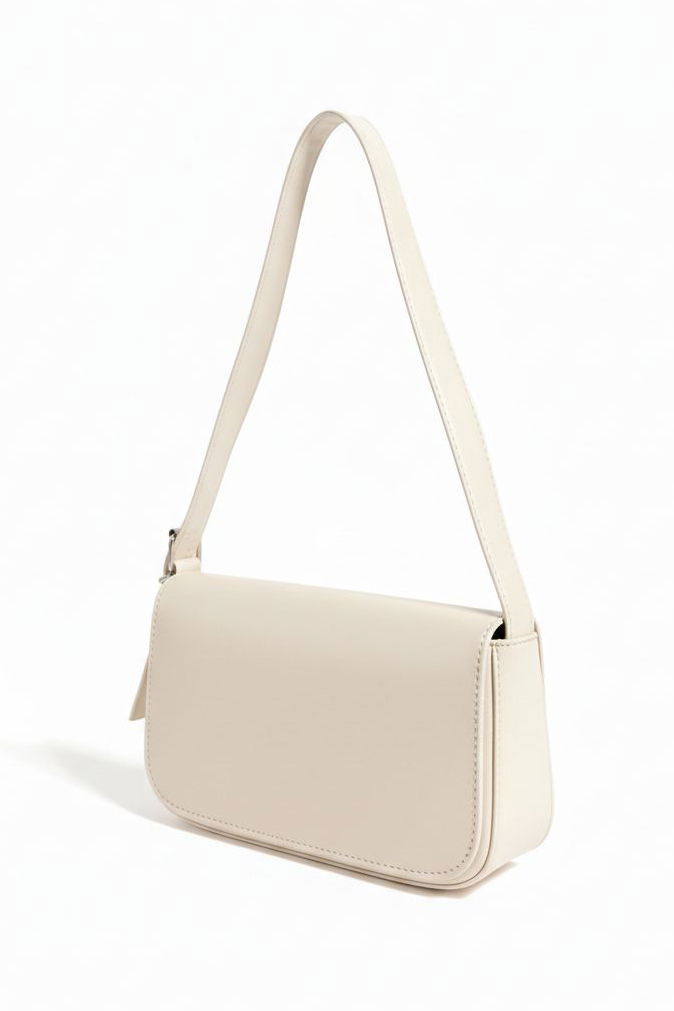 Kadın Krem Suni Deri Omuz Çantası - 28171-KREM - 1