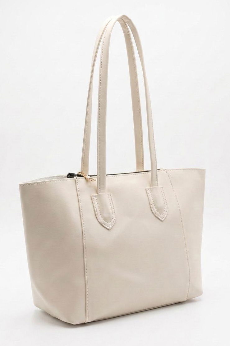 Kadın Krem Suni Deri Omuz Çantası - 28308-KREM - 1