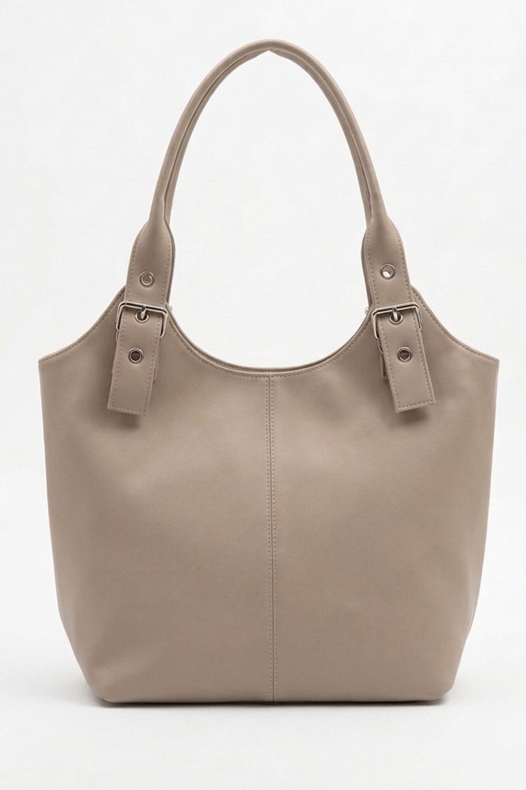 Kadın Krem Suni Deri Omuz Çantası - 28325-KREM - 2