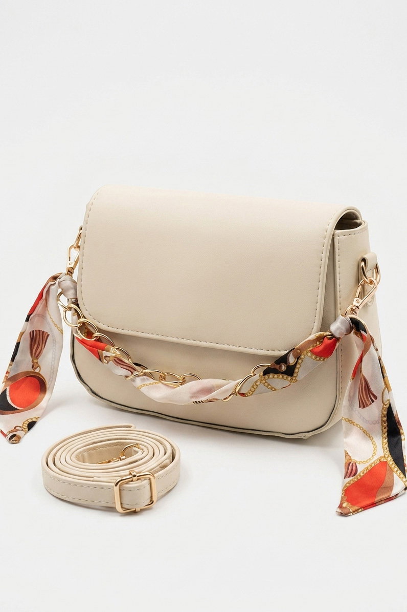 Kadın Krem Sunii Deri Flarlı Çanta - 28431-KREM - 1