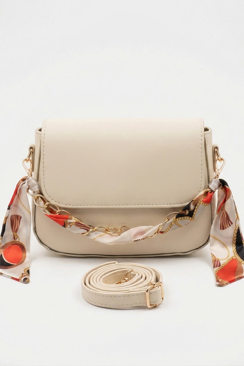 Kadın Krem Sunii Deri Flarlı Çanta - 28431-KREM - 2