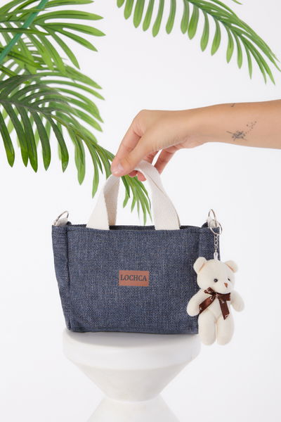 Kadın Lacivert Ayıcıklı Tote Çanta - 25936 