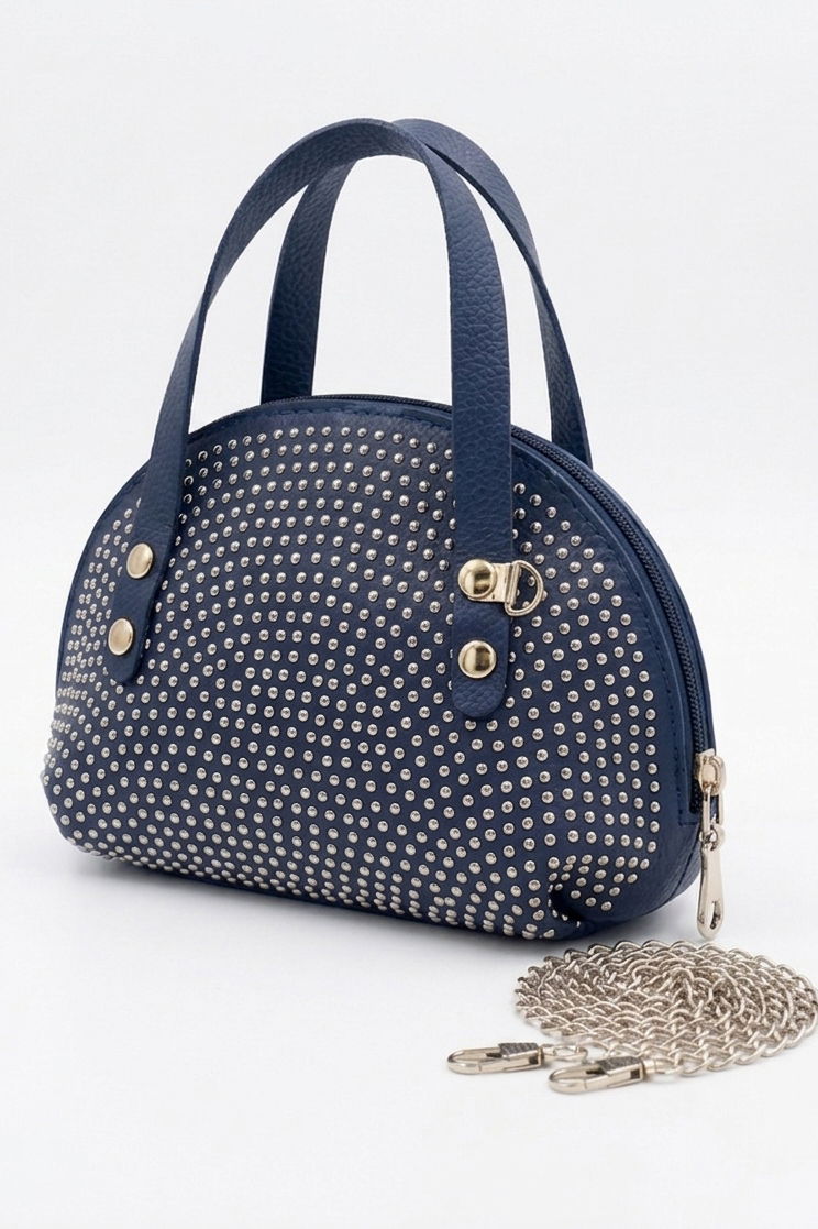 Kadın Lacivert Pullu Mini El Çantası - 28362-LACIVERT - 1