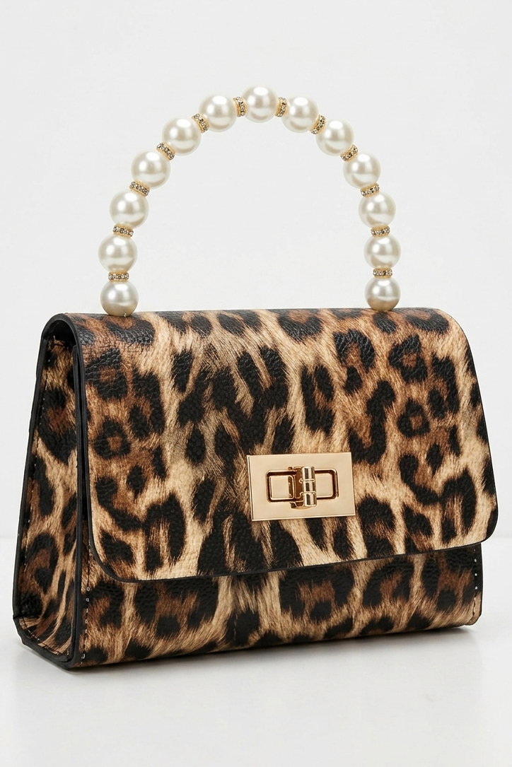 Kadın Leopar İnci Ve Zincirli Çanta - 28428-LEOPAR - 1