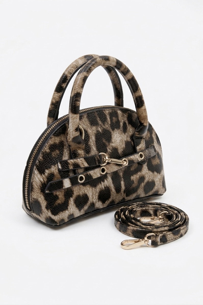 Kadın Leopar Kemer Detaylı Suni Deri Çanta - 28349-LEOPAR - 2