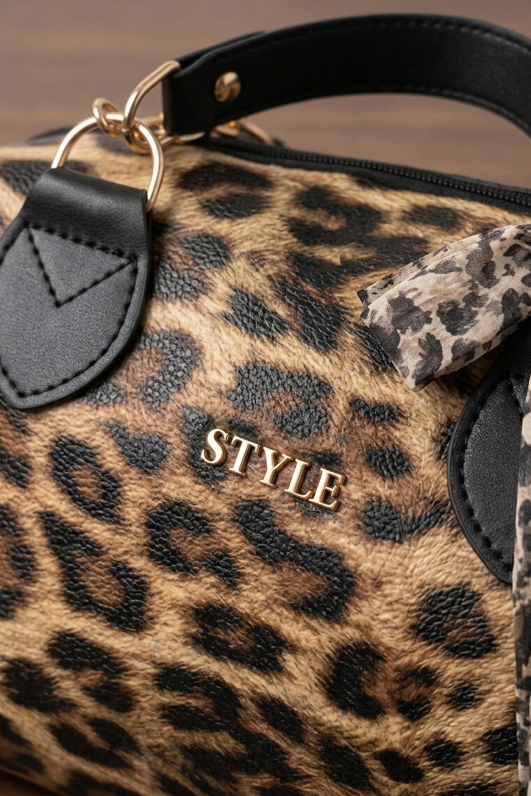 Kadın Leopar Suni Deri Flarlı Çantası - 28432-LEOPAR - 2