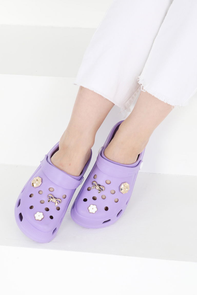 Kadın Lila Taşlı Terlik - 27411 - TOFİSA