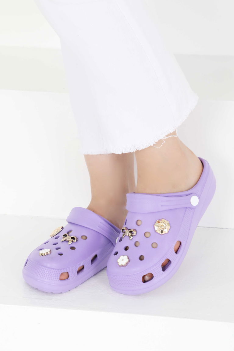 Kadın Lila Taşlı Terlik - 27411 - TOFİSA