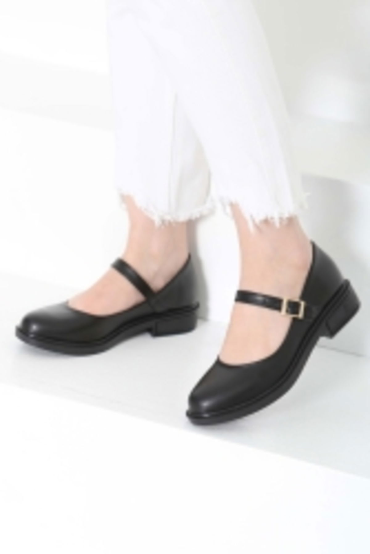 Kadın Mad Siyah Jane Kemer Detaylı Loafer Ayakkabı - 27145 - 1