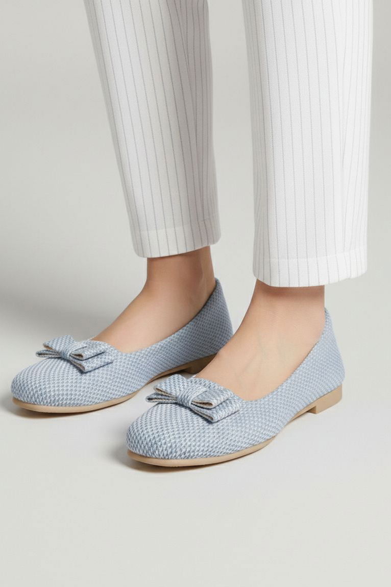 Kadın Mavi Fiyonk Detaylı Hasır Babet - 28194-MAVI - 3