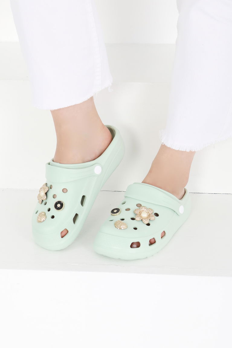 Kadın Mint Taşlı Terlik - 27411 - TOFİSA