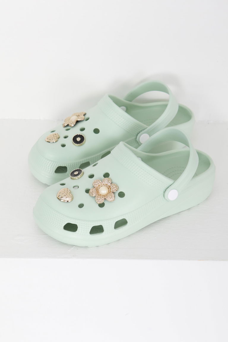 Kadın Mint Taşlı Terlik - 27411 - TOFİSA