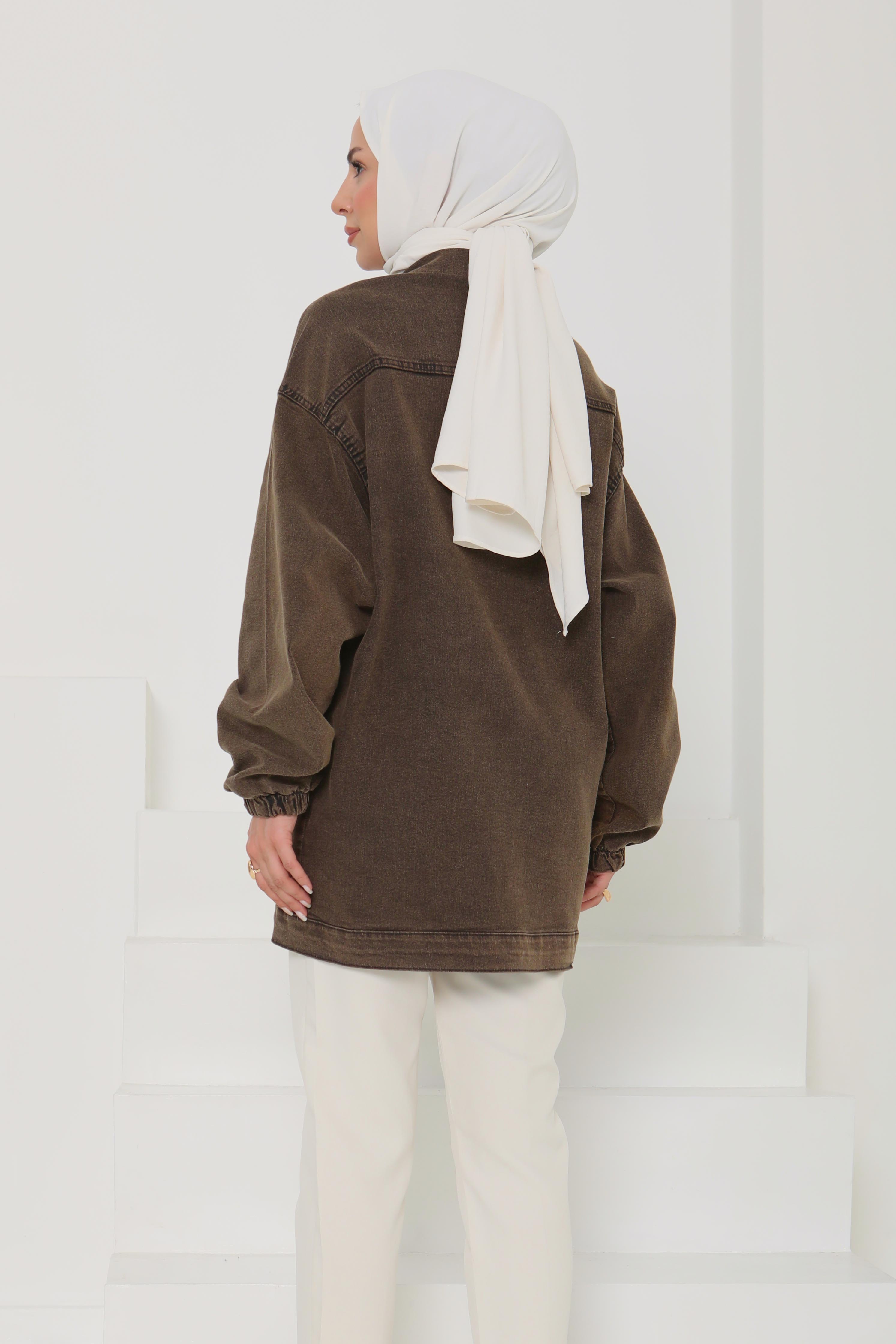 Kadın Oversize Körüklü Cep Kot Ceket - 26578 - 6